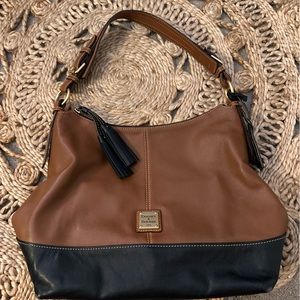 Dooney & Bourke "Sophie" Brown and Black Leather Large Hobo Bag
